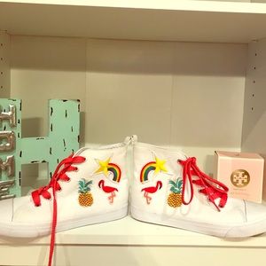 High Top Kids Shoes by Cat & Jack w/ patches Sz4